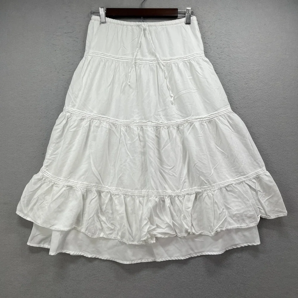 Your Favorite by PacSun Skirt Women XS White Tiered Ruffle Boho Chic Cottagecore